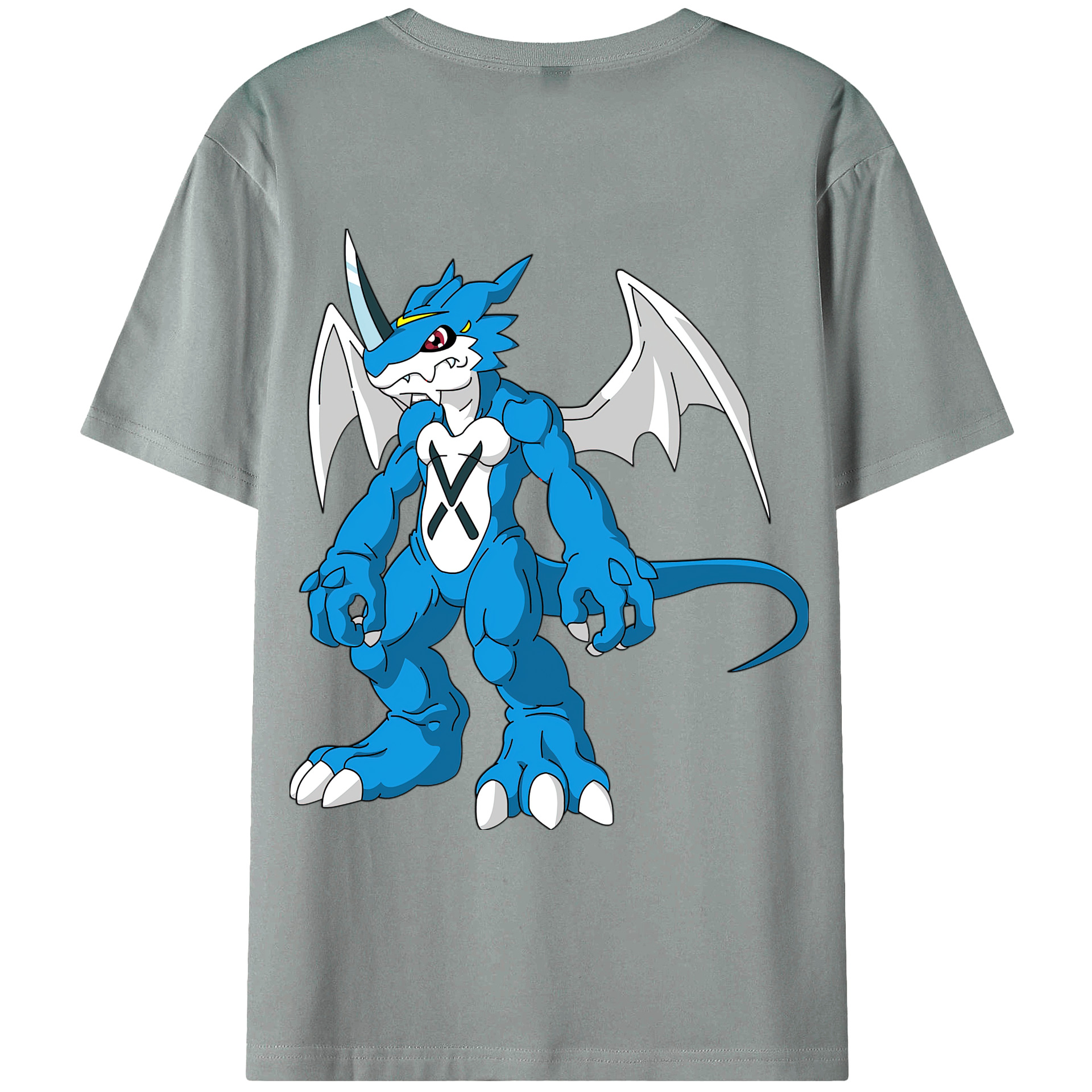 （画像用） Digimon デジタルモンスター/デジモン 綿100％ メンズ半袖Tシャツ（バックプリント） 通気性
